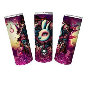 Alice In Wonderland White Rabbit 20oz Skinny Tumbler Double Insulated